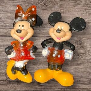 Vintage Disney Mickey & Minnie Mini Figures Lot 2 Small 2” Collectibles